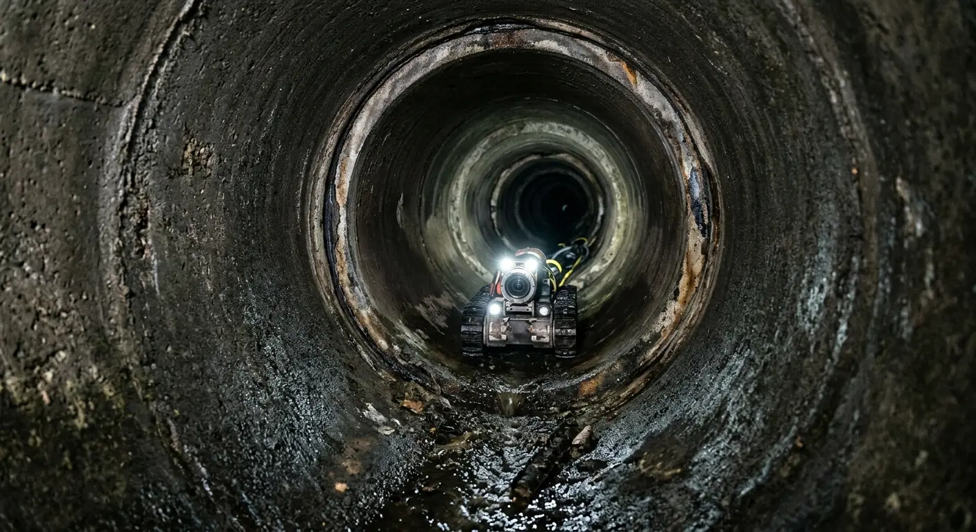 Robotic sewer camera inspecting pipe interior for Sewer Line Cleaning in Kalispell